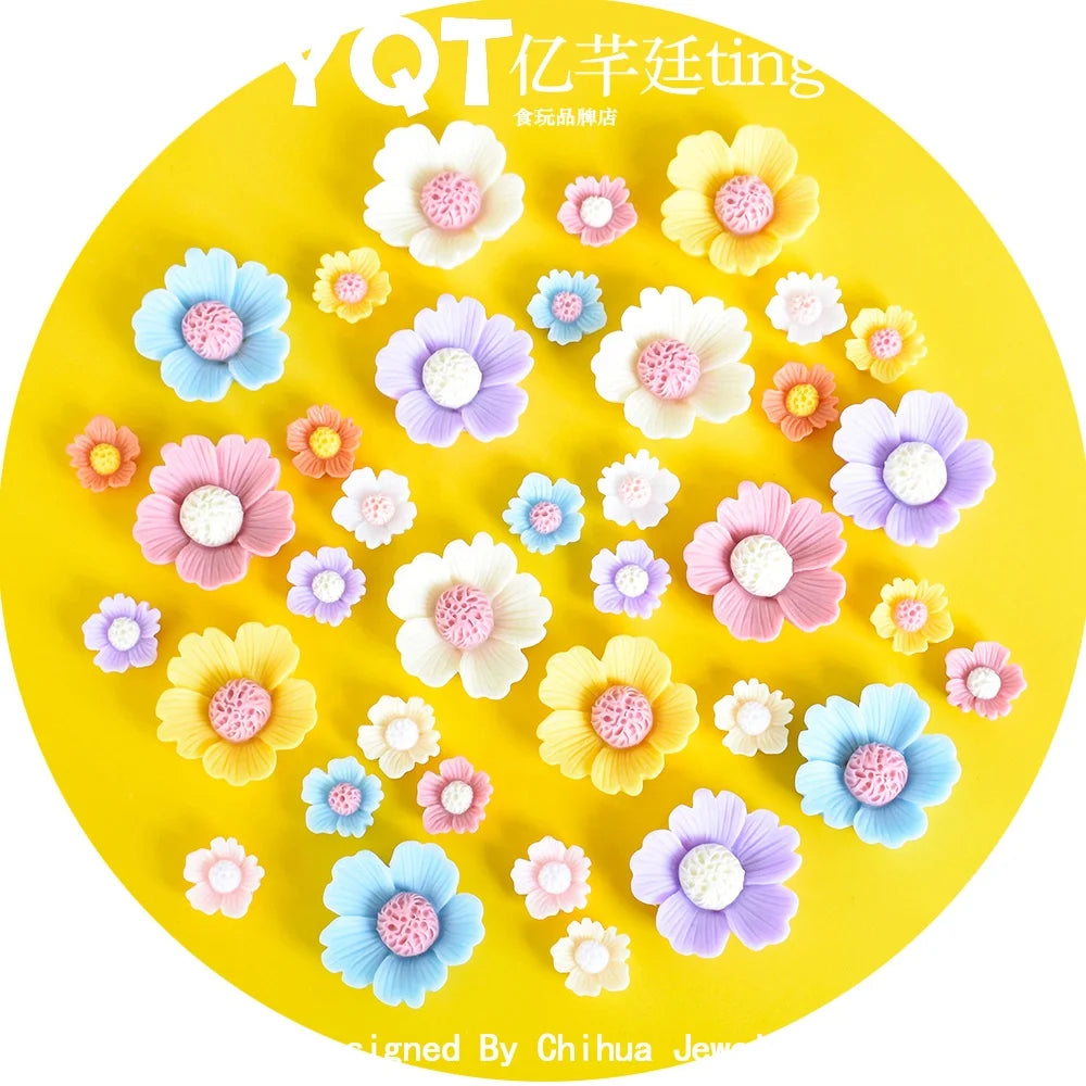 Beautiful Resin Flower Flatback Charms for DIY Jewelry Making Mobile Phone Case Accessories