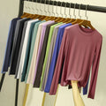 Autumn Modal T Shirt Women Loose Style Basic Solid T Shirt Female Long Sleeve Top Tee O-Neck T-shirt Women 16 Colors Slim Top