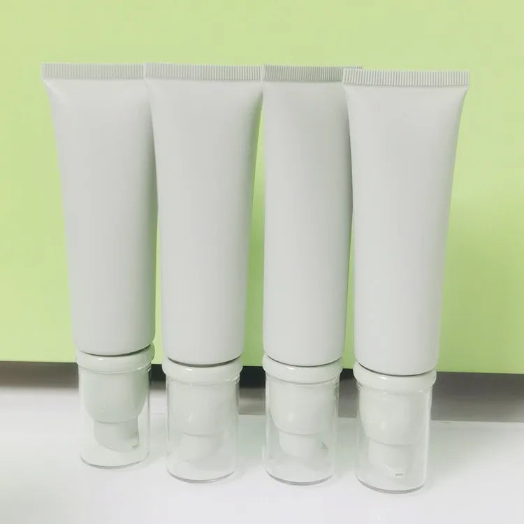 High End Biodegradable Matte Green Sugarcane Material Matte Green  Airless Pump Tube Empty 30ml 50ml Cream Serum Plastic Tubes