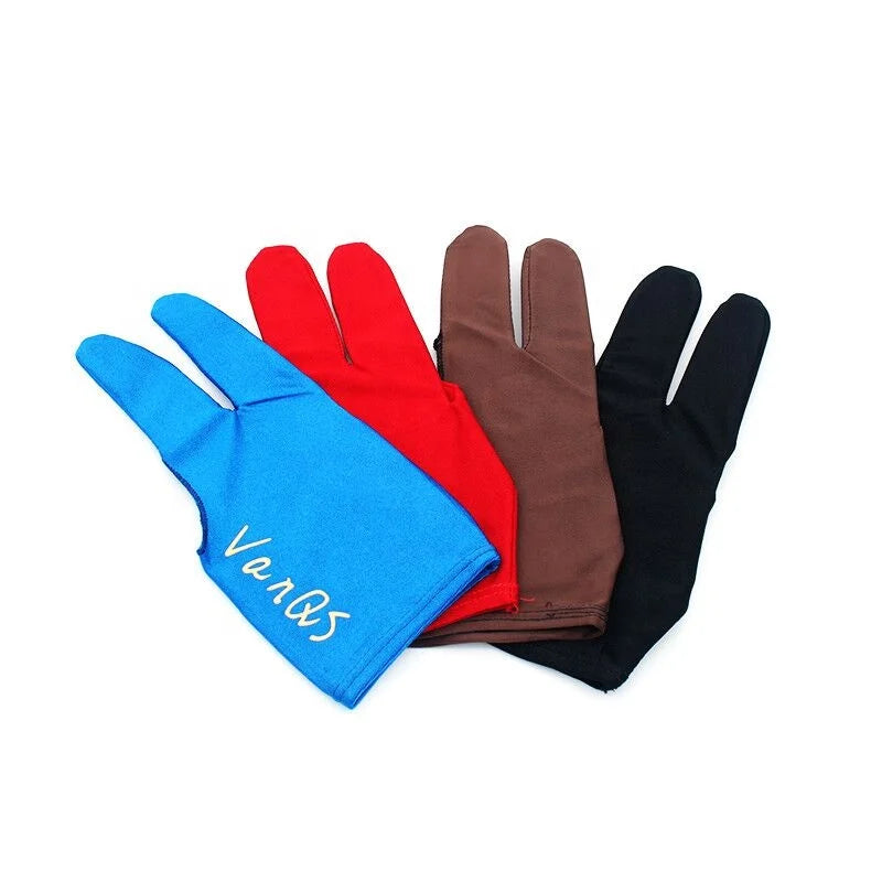 Wholesale Price Economical 3 Fingers Snooker & Billiard Gloves Black Red Blue Brown Color Available on Sale