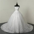 S0160G New Hot-Selling Lace Embroidered Tube Top Long Women's Chapel Train Sleeveless Brides Elegant Wedding Dresses