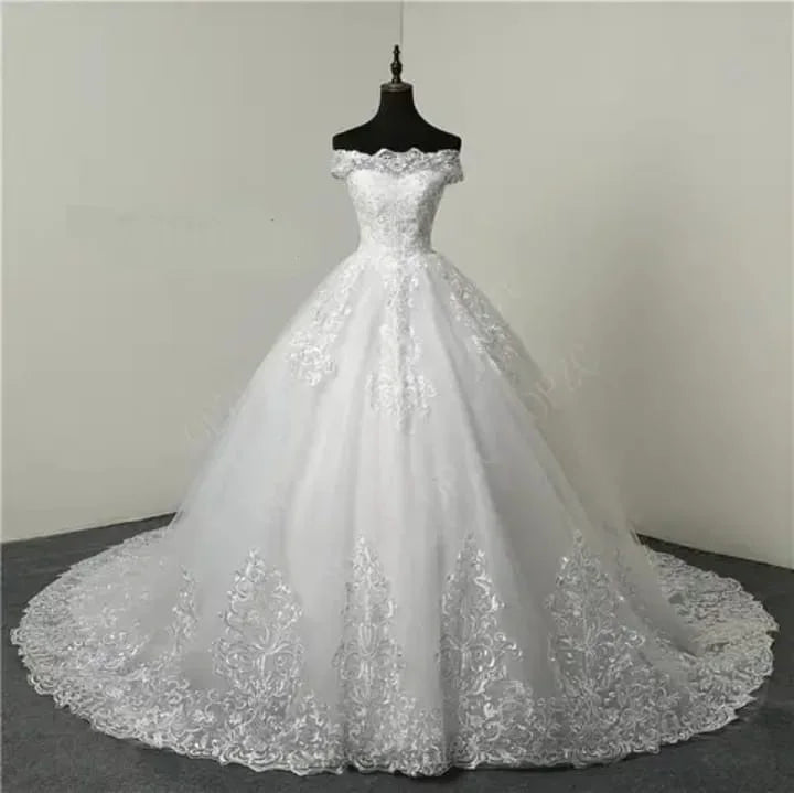 S0160G New Hot-Selling Lace Embroidered Tube Top Long Women's Chapel Train Sleeveless Brides Elegant Wedding Dresses