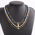 New Design Elegant Small Faceted Gemstone Stainless Steel Heart Love Charm Choker Necklace for Women