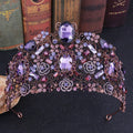 Best Selling Purple Magnificent Trendy Tiara Bride Jewelry Queen Headwear Rhinestone Crown for Wedding