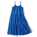 Custom Casual Boho Summer 100%Linen Dress V Neck Buttons Sleeveless Pleated Midi Dress Women in Stock Linen Dress