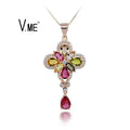 Factory Price Rainbow Color CZ Stones Flower Zirconia 925 Sterling Silver Jewelry Gold Plated Pendant