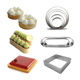 Metal Tart Ring Stainless Steel Bakeware Heat-Resistant Perforated Cake Mousse Ring Pastry Rings Baking Tools
