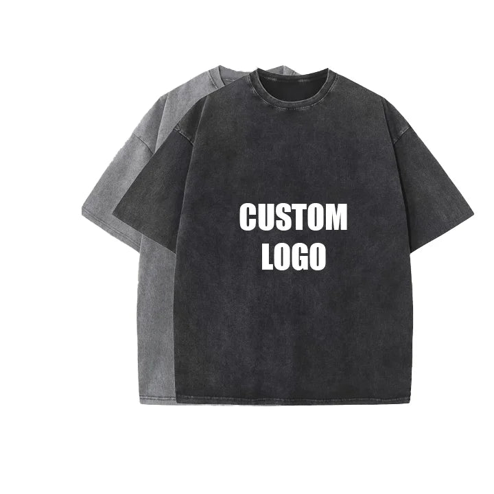 Custom  100%Cotton 230-300GSM Custom Gram Tees T Shirts Printed Men's Vintage Distressed Acid Wash T-shirt Men Oversized Tshirts