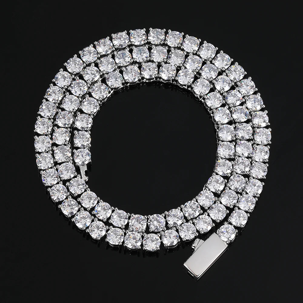 NUOYA 3mm Hip Hop Jewelry Iced Diamond Tennis Chain Silver Plated Brass Bling Tennis Chain Necklace Women for Women Men in Stock