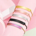 Mirror Stainless Steel Curved Rectangle Long Adjustable Box Chain Long Bar Engraving Mirror Stainless Steel Bracelet