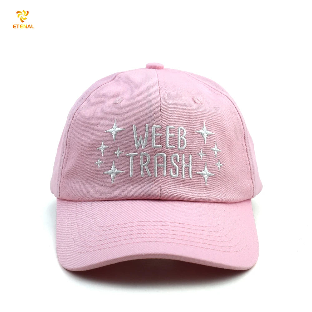 6 Panel Custom Unstructured Embroidered Oxford Dobby Dad Hat with Adjustable Metal Back Closure Fruit Pattern