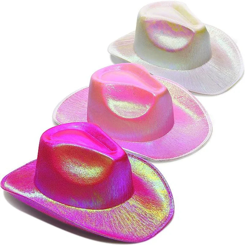 2026 Flashing Hats Wholesale Western Styles Pink Red White and Blue Women Light up Cowboy Hat
