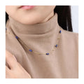 Chris April 316L Stainless Steel Tube Shape Untreated Natural Lapis Lazuli Gem Stackable Satellite Chains Necklace