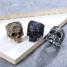 Retro Punk Men Fashion Jewelry Hip Hop Rock Stainless Steel Non Tarnish Gothic Casting Skull Ring