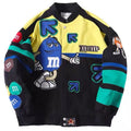 Wholesale Oem Cotton Male Bomber Jackets Custom Embroidery logo Full All Over 3d Embroidery Denim Race Carjacket Men