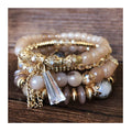 4pcs Crystal Bracelets Multi Layer Bead Bohemian Style Bracelets Exotic Style Personalized Bracelets Set