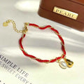 6-7mm Natural Water Droplet Freshwater Pearl Bracelet New Year Celebration Rope Bangle