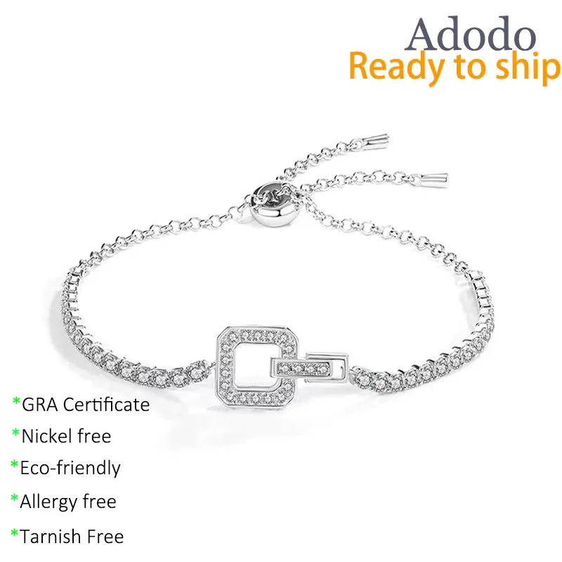Hot Selling New Design Square Shape S925 Sterling Silver VVS1 GRA Moisssanite Tennis Link Bracelet for Man Women Gift