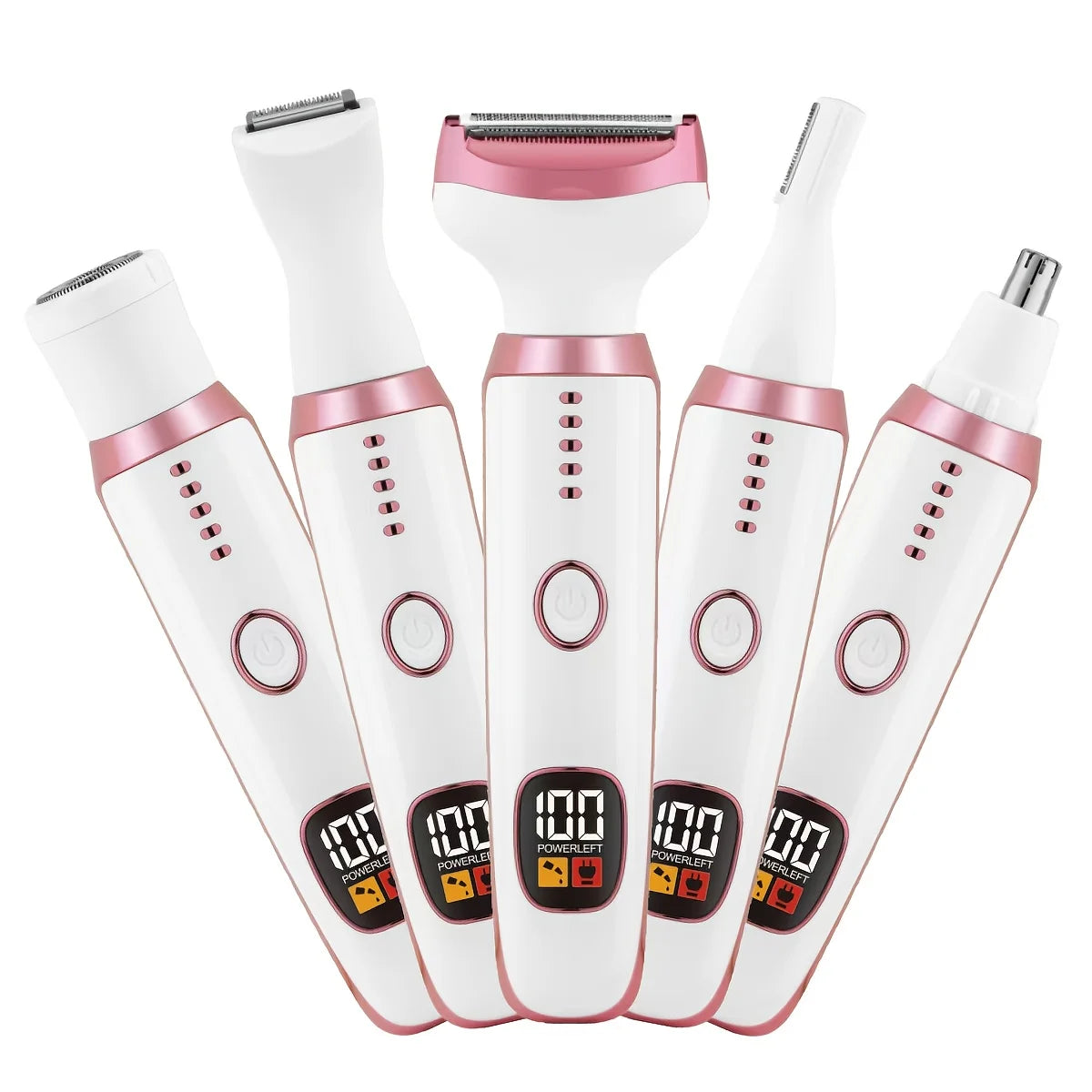 RF-3028A Women's 5-in-1 Rechargeable Smart Display Body Shaver Painless Facial Hair Remover for Car RV Full Body Hair Removal