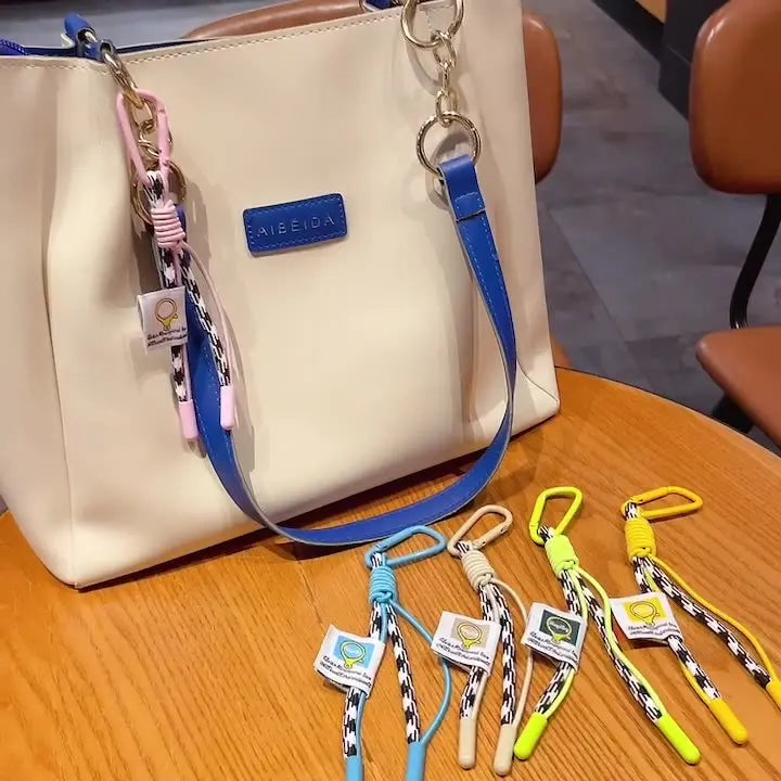 New Macaron Miu Fashionable 5-Gallon Water Jug with Chest Tag Case Zipper Hanging Rope Mobile Phone Key Chain
