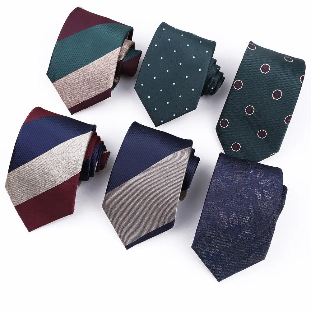 Shengzhou Men's Fashion 8cm Polyester Jacquard Tie Wholesale Spot Striped Plaid Design