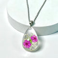 Boho Epoxy Resin Jewelry Tear Drop Narcissus Flower Pendant Real Dried Flower Necklace for Women Brides Wedding Anniversary