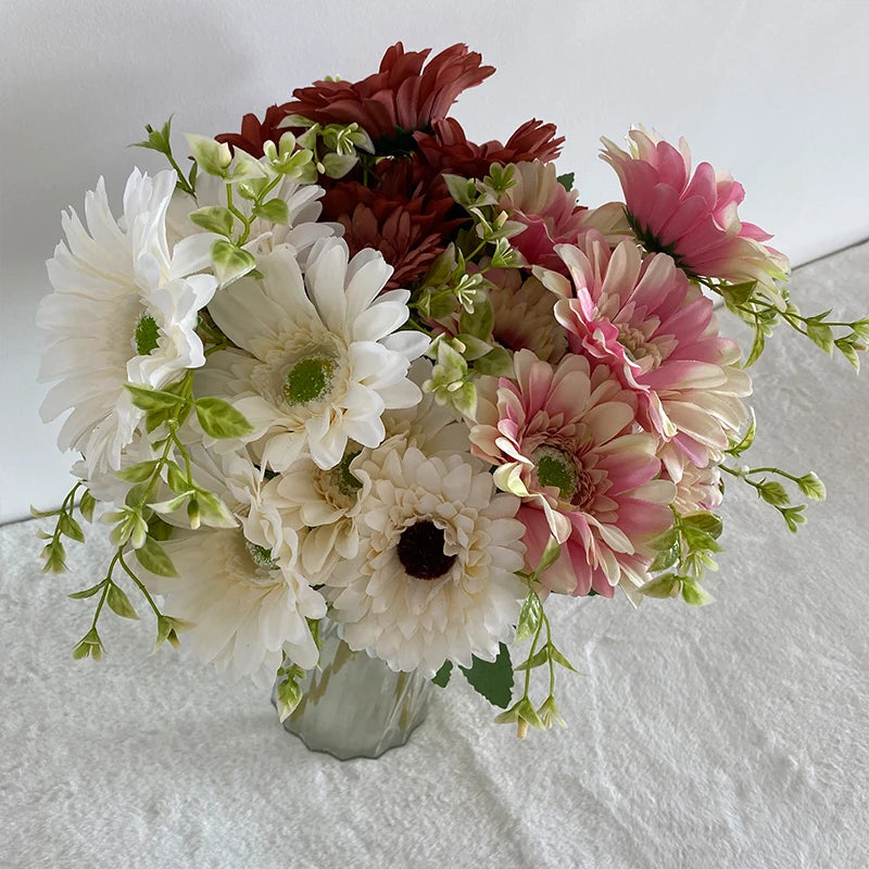 Factory Direct Supply Cheap Price Nine Head Euramerican Fortune Chrysanthemum Artificial Flower