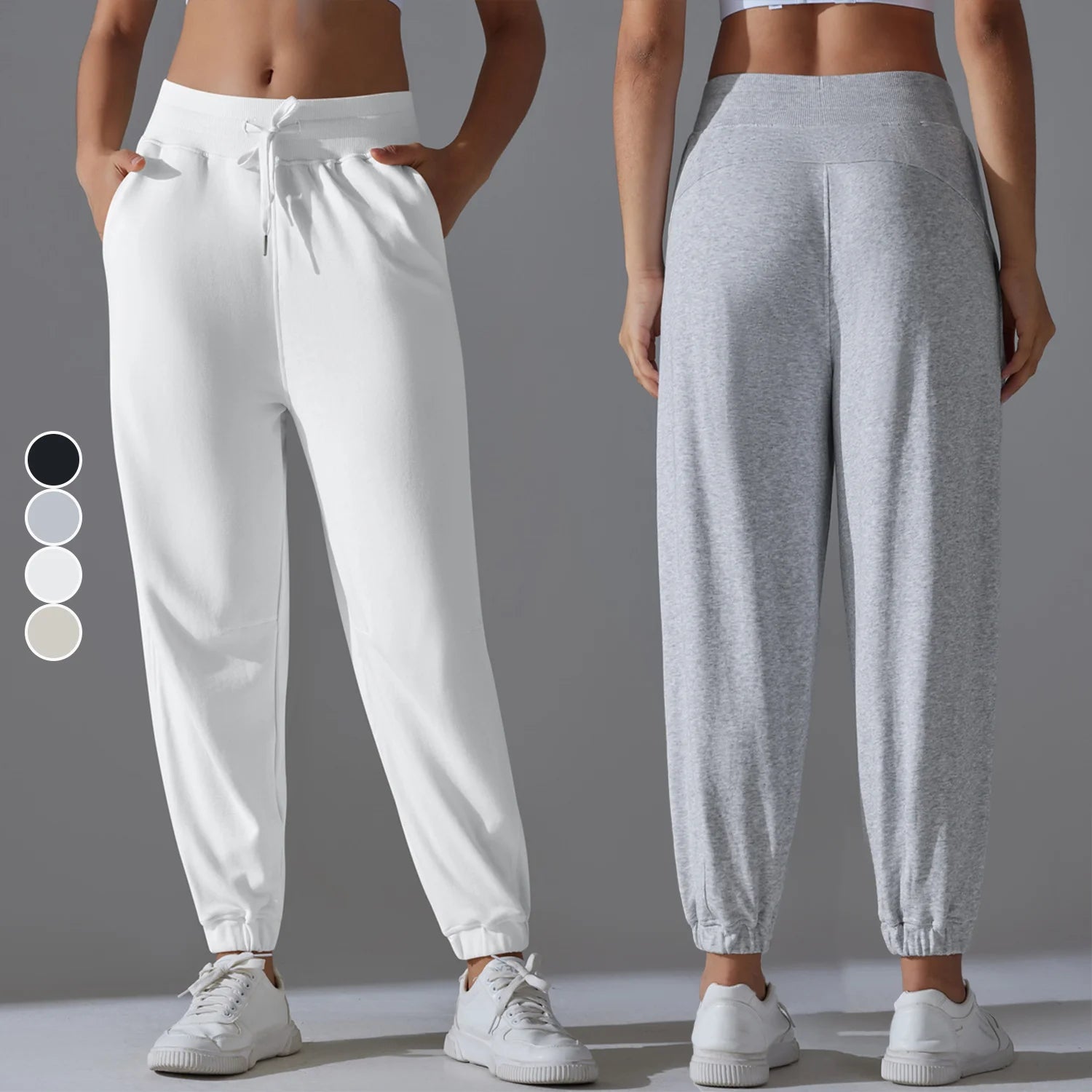 Women's Nine-Point High Elasticity Yoga Pants New Solid Color Four-Way Stretch Plus Size Breathable Loose Fitness Leggings