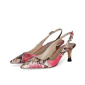 Designer Luxury Shoes Elegant Classic Kitten Heels Women Pumps Colorful Snakeskin Lady Slingbacks