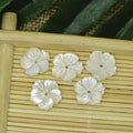 Hand Carved Natural White Shell Mother of Pearl Flowers High Grade Color Play Jewelry Components 12-15mm Sizes