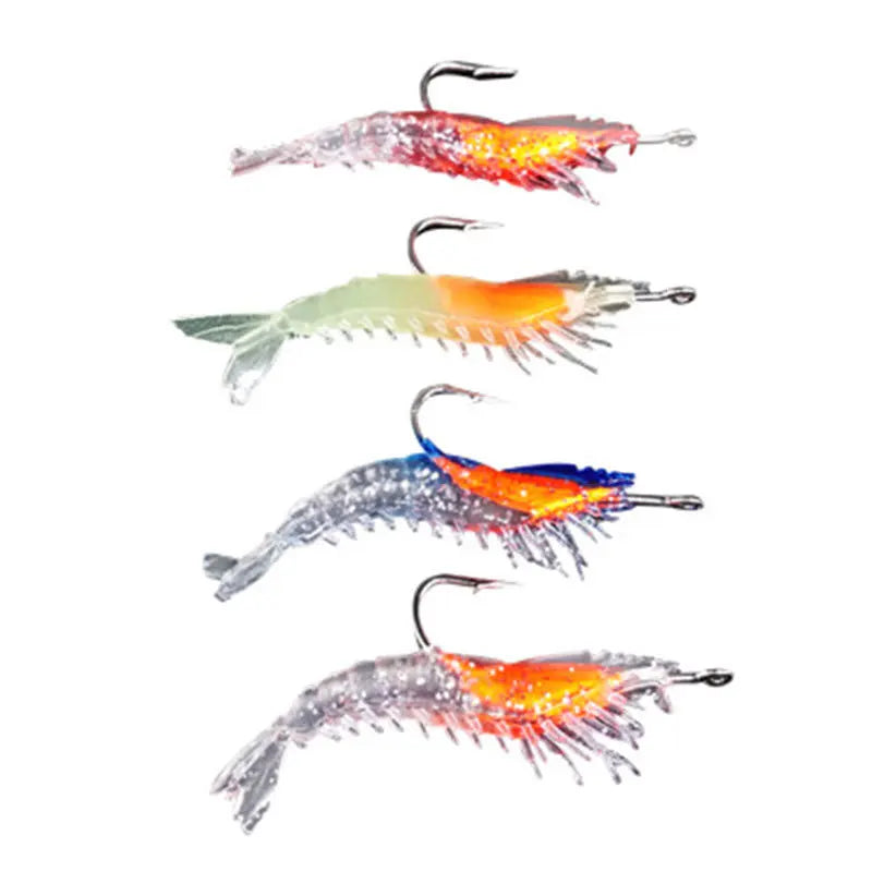 6cm 3g 3D Bionic Luminous Artificial Silicone Soft Bait Saltwater Sea Bass Shrimp Shape Lure With Hook for Fishing MegaBDM