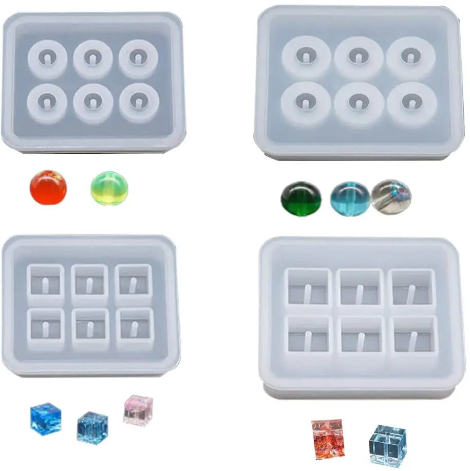4 Pieces Pendant Silicone Mold Bead square Resin Ball Pendant Mold Used for DIY Pendant Necklace Bracelet Jewelry Production