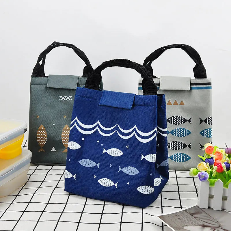 Reusable Lunch Bag Foldable Lunch Tote Travel Bag Lunch Box Holder Bento Cooler Bag