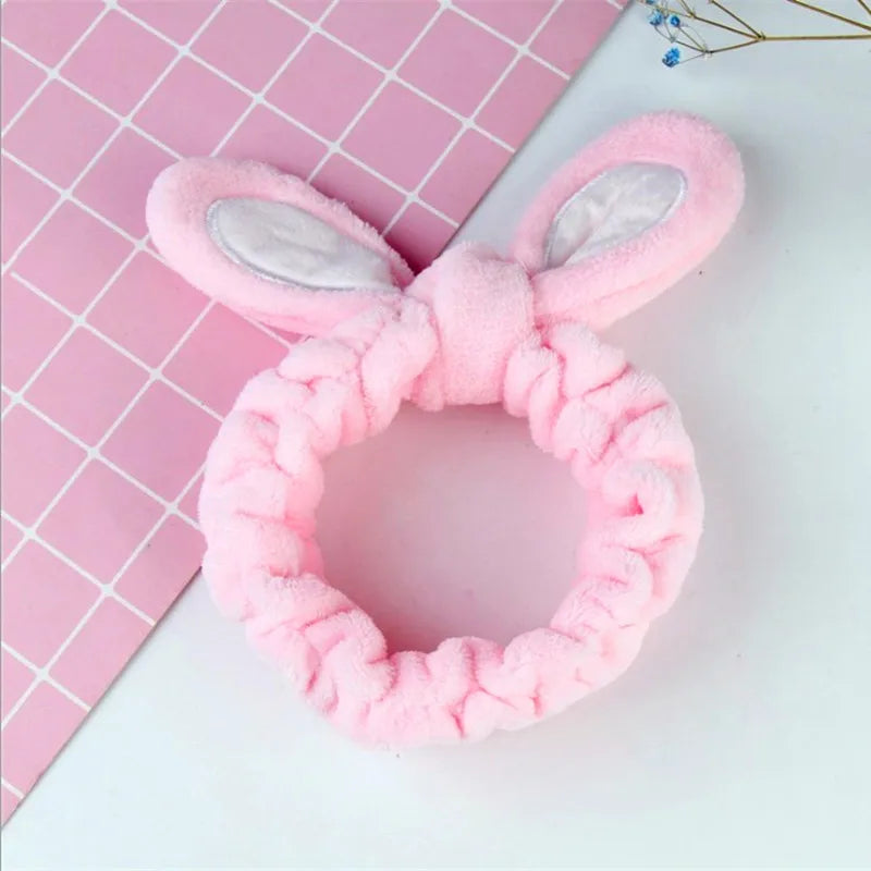 Cute Satin Rabbit Newborn Face Wash Fluffy Kids Headband for Women 2020