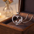 New Trendy Cute Cat Pendant Necklace 925 Sterling Silver Heart Shape Pendant Necklace for Women Girls