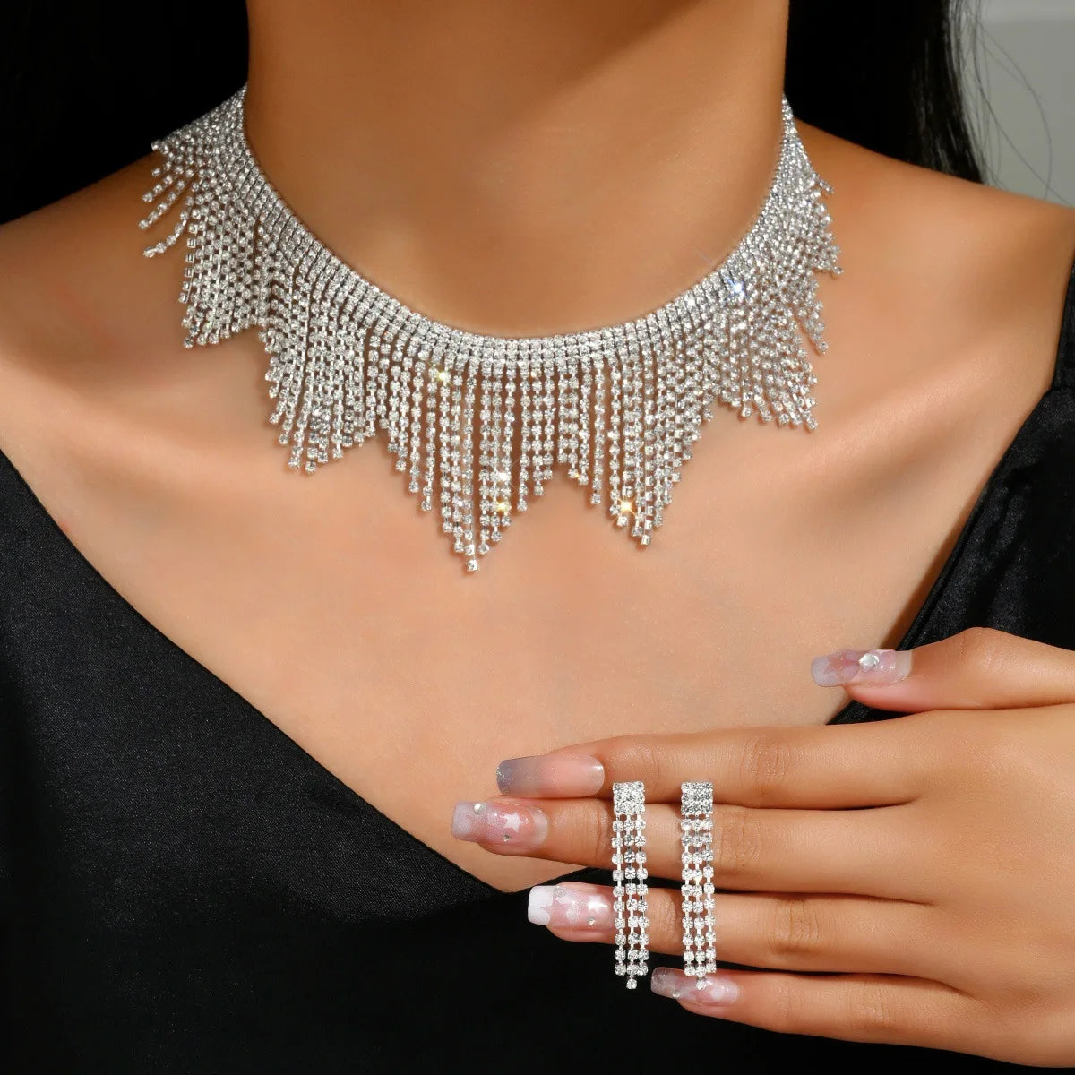 Elegant Light Luxury Necklace & Earrings Set for Weddings | Wholesale Accessories