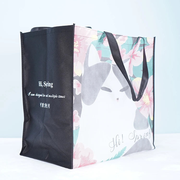 Foldable Eco Friendly Recycled Large Pla Biodegradable Non-woven Fabric Reusable Grocery Shopping Tote Bag