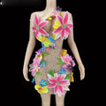 Flower Girls' Dresses Sexy Mesh Hollow Out Pencil Skirt for Performance Celebrity Outfits 2022Party Singer Club Stage Dresses