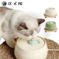 Eco-Friendly Circulating Luxurious Ceramic Cat Water Fountain Automatic USB Charging Dispenser with Filter and Wooden Stand