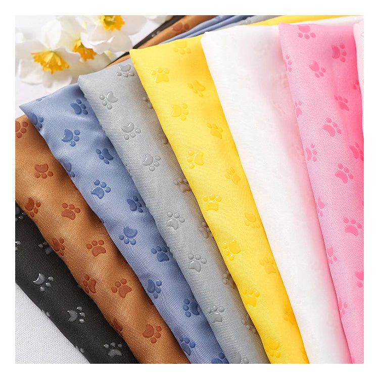 Wholesale Pet Carpet Floor Mat Fabric Non slip Fabric Dog Paw Pattern Drop Plastic Polyester Gabardine Anti slip Fabric
