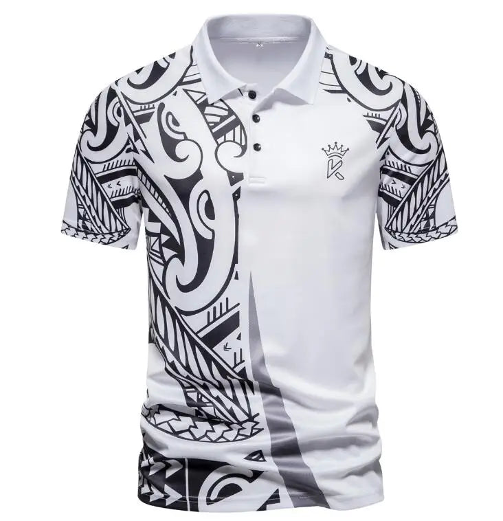 Summer New Men's Short Sleeved Polo Shirt With Printed Lapel Collar Short Sleeved T-shirts
