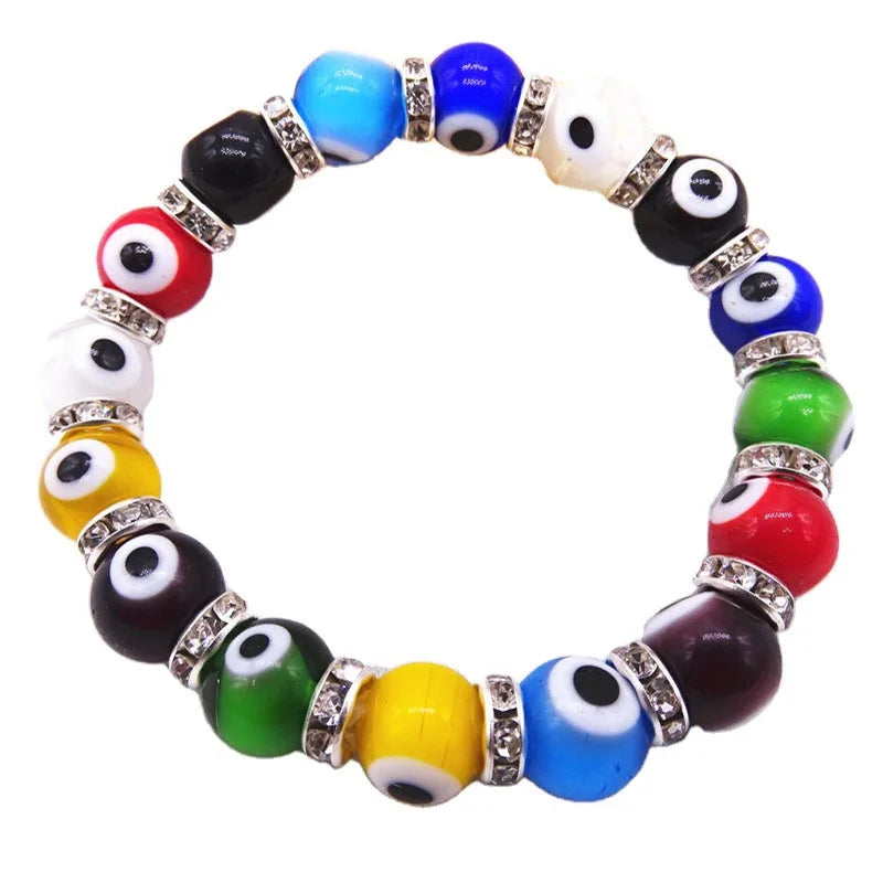 Peculiar Hot-selling Designer Bracelets Colorful Thousand-flowered Glass Bead Turkish Eye Bracelet