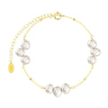 RINNTIN GPB22 Luxury Fashion Pure 925 Sterling Silver 14K Gold Pearls Bracelet Women Bridal Engagement Wedding Bracelets