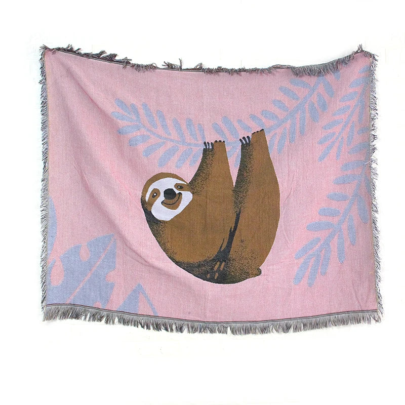 Custom Jacquard Animal Cotton Woven Tapestry Blanket Throw for Home Decor