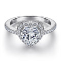 Luxury Dainty 925 Sterling Silver Paved Bling CZ Heart Shape Rings for Promise Weeding Engagement Anniversary Party Gift