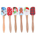 Christmas Silicone Baking Mixing Spatula With Wooden Handle for Baking and Pastry Tools Pancake Spatulas