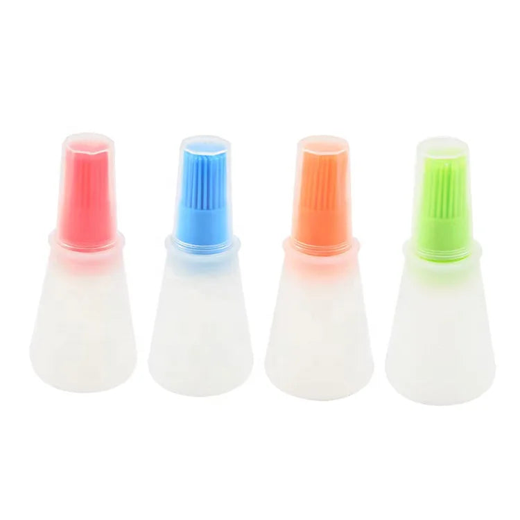 Kitchen 2 in 1 Cooking BBQ Basting Brushes Food Grade Silicone Oil Bottle With Brush