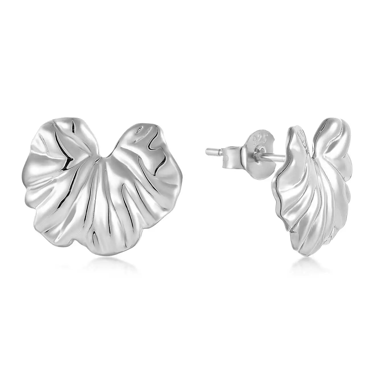 QINGXIN CUSTOM OEM Fine Jewelry Women's Luxury Personalized Irregular Womens 925 Silver Lotus Leaf Stud Earrings