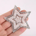 Wholesale Fancy White Pearl Beads With Clear Rhinestones Applique Iron on Adhesive Star Patch for Garment or Bag