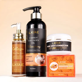 LKI'AE 4PCS OEM Skincare Set with Collagen Vitamin C & Arbutin for Dark Spot Whitening Anti-Aging & Moisturizing Body Care Set